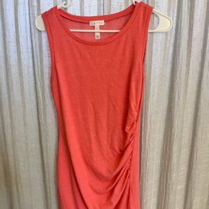 Dark Pink/Coral ruched mini dress, cotton